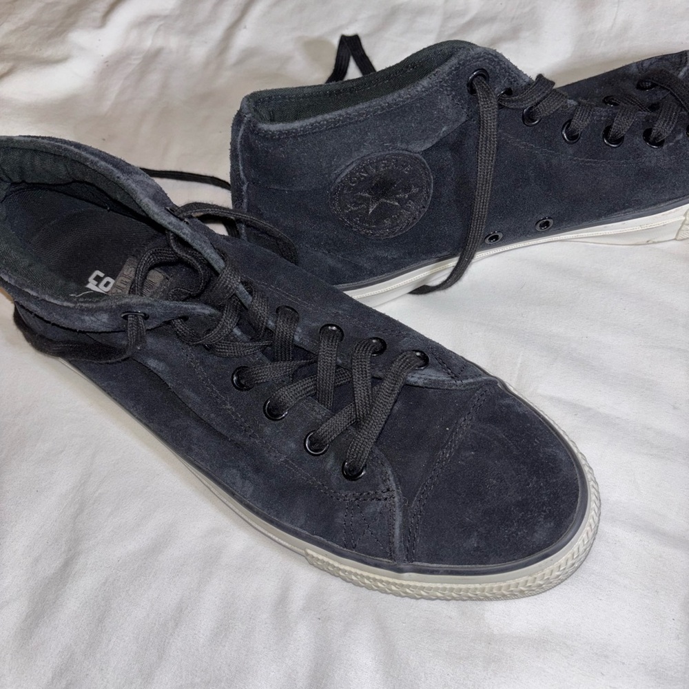 Vintage Converse All Star Black Mid-Top Suede Sneakers
